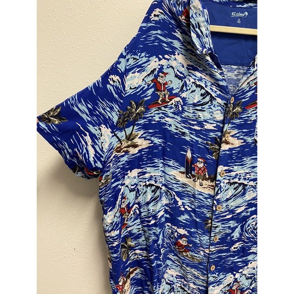 KS Island Men's Santa Claus Hawaiian Shirt Size 3XL Big Used - Picture 4 of 9